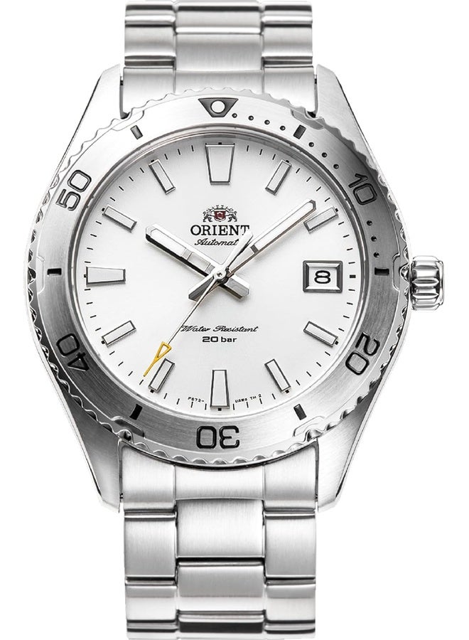 أورينت ساعة ماكو 40 أوتوماتيكية للرجال RA-AC0Q03S10B – قرص فضي، سوار من الفولاذ المقاوم للصدأ، مقاومة للماء حتى 200م، كريستال ياقوتي - Image 1