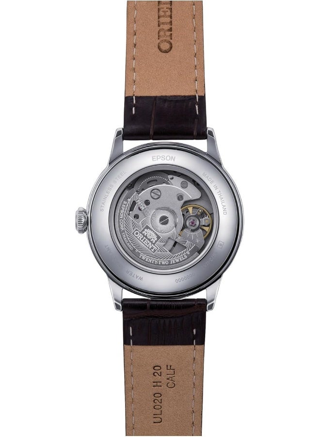 أورينت ساعة يد أوتوماتيكية للرجال من بامبينو الإصدار 7 RA-AC0M04Y30B – قرص أصفر، حزام جلد، زجاج مقبب، علبة 38 مم - Image 4