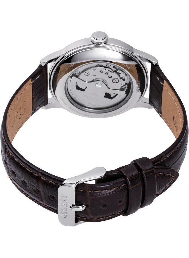 أورينت ساعة يد أوتوماتيكية للرجال من بامبينو الإصدار 7 RA-AC0M04Y30B – قرص أصفر، حزام جلد، زجاج مقبب، علبة 38 مم - Image 2