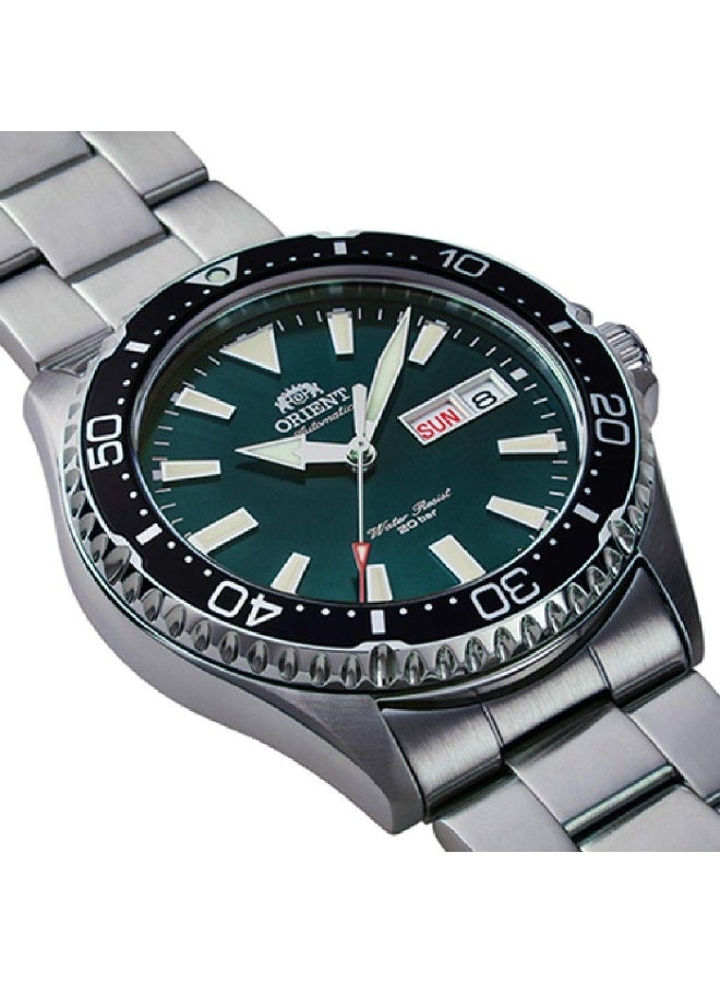 أورينت ساعة كاما سو الأوتوماتيكية للرجال RA-AA0004E19B – قرص أخضر، سوار من الفولاذ المقاوم للصدأ، مقاومة للماء حتى 200م، كريستال ياقوتي - Image 2