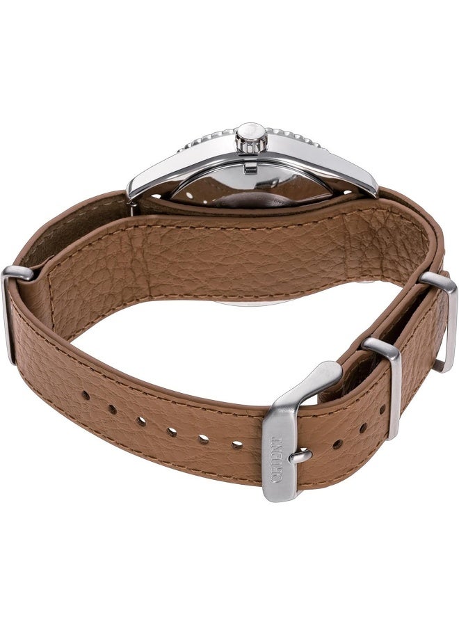 أورينت ساعة ماكو 40 أوتوماتيكية للرجال RA-AC0Q05P10B – قرص وردي، حزام جلد، مقاومة للماء حتى 200م، كريستال ياقوتي - Image 2