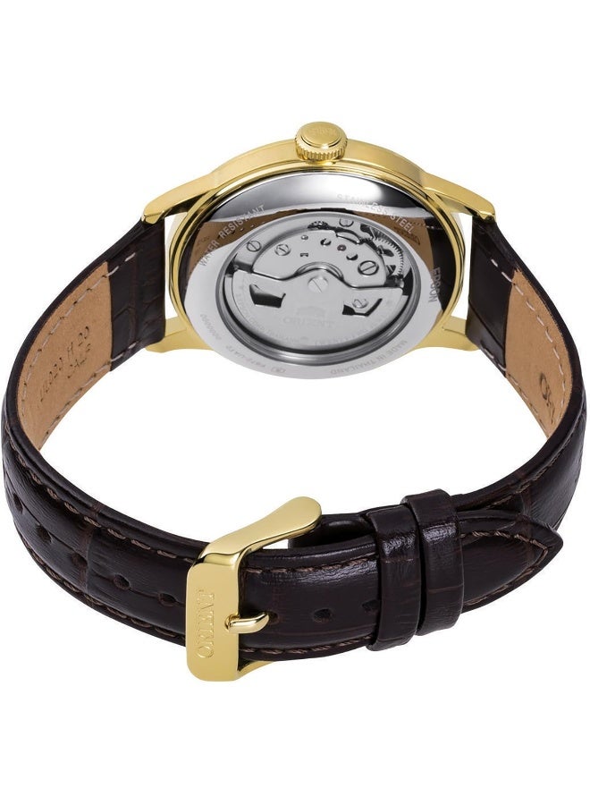 أورينت ساعة أوتوماتيكية للرجال من بامبينو الإصدار 7 RA-AC0M01S30B – قرص أبيض، حزام جلد، زجاج مقوس، علبة 38 مم - Image 2