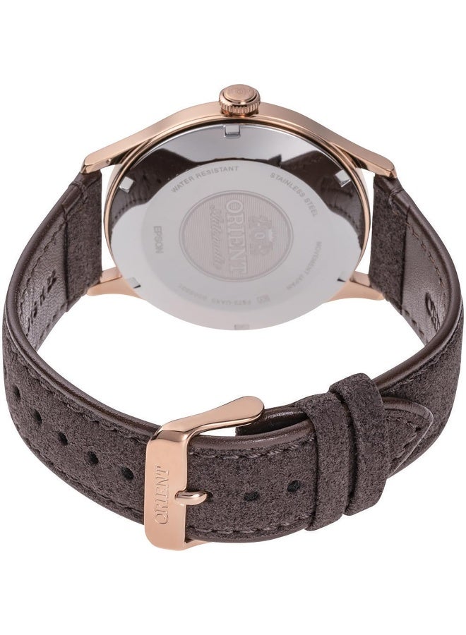 أورينت ساعة يد أوتوماتيكية للرجال من بامبينو الإصدار 4 RA-AC0P04Y10B – قرص أصفر، حزام جلد، زجاج مقوس، علبة 42 مم - Image 2