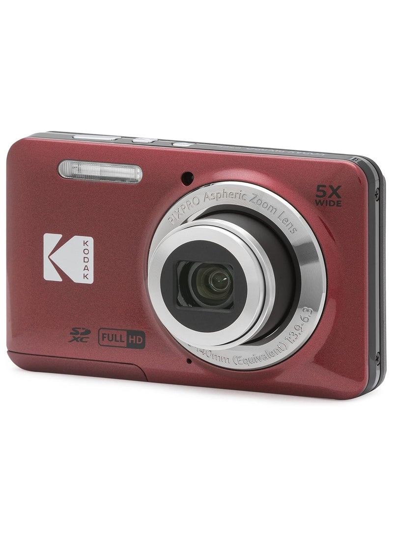 Kodak PIXPRO FZ55-RD 16MP Digital Camera, 5x Optical Zoom, Wide Angle Lens, 2.7-inch LCD Screen Red  - Image 1