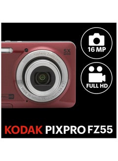 Kodak PIXPRO FZ55-RD 16MP Digital Camera, 5x Optical Zoom, Wide Angle Lens, 2.7-inch LCD Screen Red  - Image 2