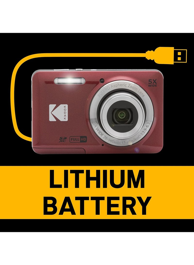 Kodak PIXPRO FZ55-RD 16MP Digital Camera, 5x Optical Zoom, Wide Angle Lens, 2.7-inch LCD Screen Red  - Image 5