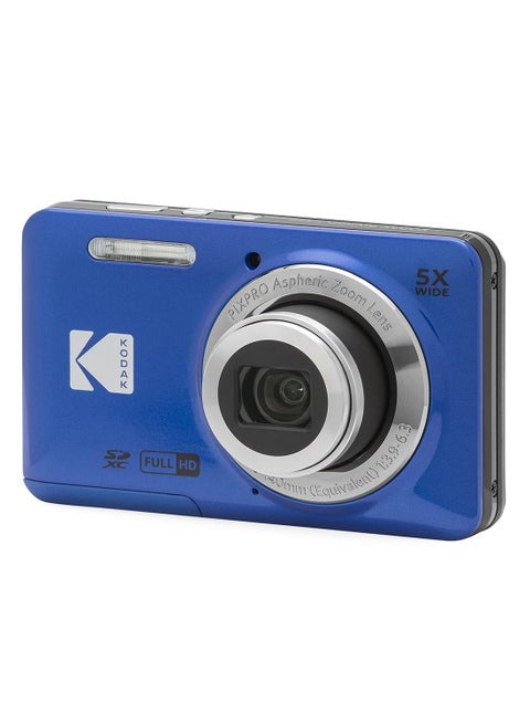 PIXPRO FZ55-BL 16MP CMOS Sensor Digital Camera 5X Optical Zoom 28mm Wide Angle 1080P Full HD Video 2.7" LCD Vlogging Camera