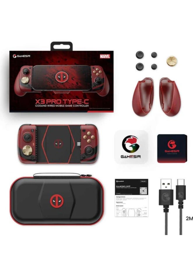 GameSir X3 Pro DeadPool Edition Mobile Gaming Controller with Cooler Android, iPhone 15 Series, Ergonomic Design-Phone Controller, Support Zenless Zone Zero, Cloudy Gaming, Xbox Game Pas