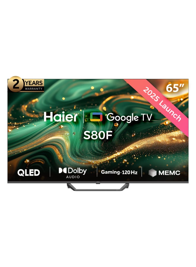 65 Inch 4K QLED Smart Google TV | Gaming@120 Hz | Dolby Audio | MEMC/VRR/ALLM | 2+32GB RAM/ROM | Voice Control | HDR10 | Chromecast | HDMI 2.1 | Premium Bezel-Less Design - H65S80FUX Black S80FUX black