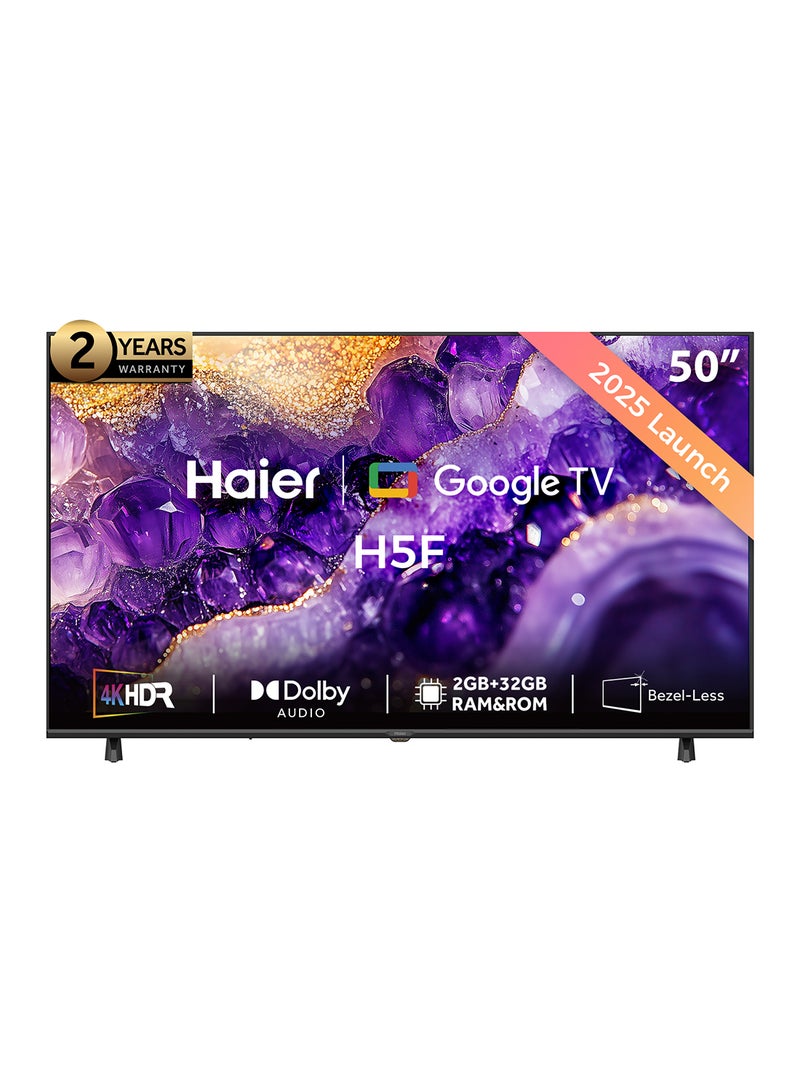 Haier Haier 50 Inch 4K UHD Smart Google TV | Dolby Audio | HDR 10 | Gaming MEMC Processor | 2+32GB RAM/ROM | Variable Refresh Rate | Auto Low Latency Mode | Premium Bezel-less Design 50H5F Black H5F black  - Image 1