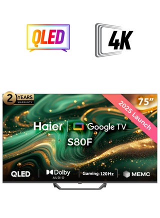 75 Inch 4K QLED Smart Google TV | Gaming@120 Hz | Dolby Audio | MEMC/VRR/ALLM | 2+32GB RAM/ROM | Voice Control | HDR10 | Chromecast | HDMI 2.1 | Premium Bezel-Less Design - H75S80FUX Black S80FUX black - pnsku/N70169891V/45/_/1749037162/7b328da4-dfbd-4512-9579-7b76aac08f4c