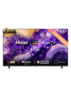 هاير 55 Inch 4K UHD Smart Google TV | Dolby Audio | HDR 10 | Gaming MEMC Processor | 2+32GB RAM/ROM | Variable Refresh Rate | Auto Low Latency Mode | Premium Bezel-less Design - H55H5F Black H5F black  - Image 1