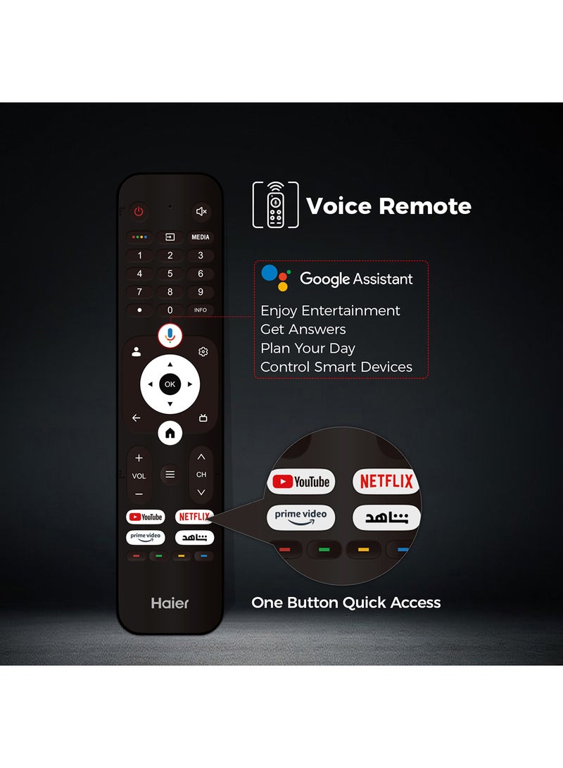 Haier - 55 Inch 4K UHD Smart Google TV | Dolby Audio | HDR 10 | Gaming MEMC Processor | 2+32GB RAM/ROM | Variable Refresh Rate | Auto Low Latency Mode | Premium Bezel-less Design - 55H5F Black H5F black - Image 1