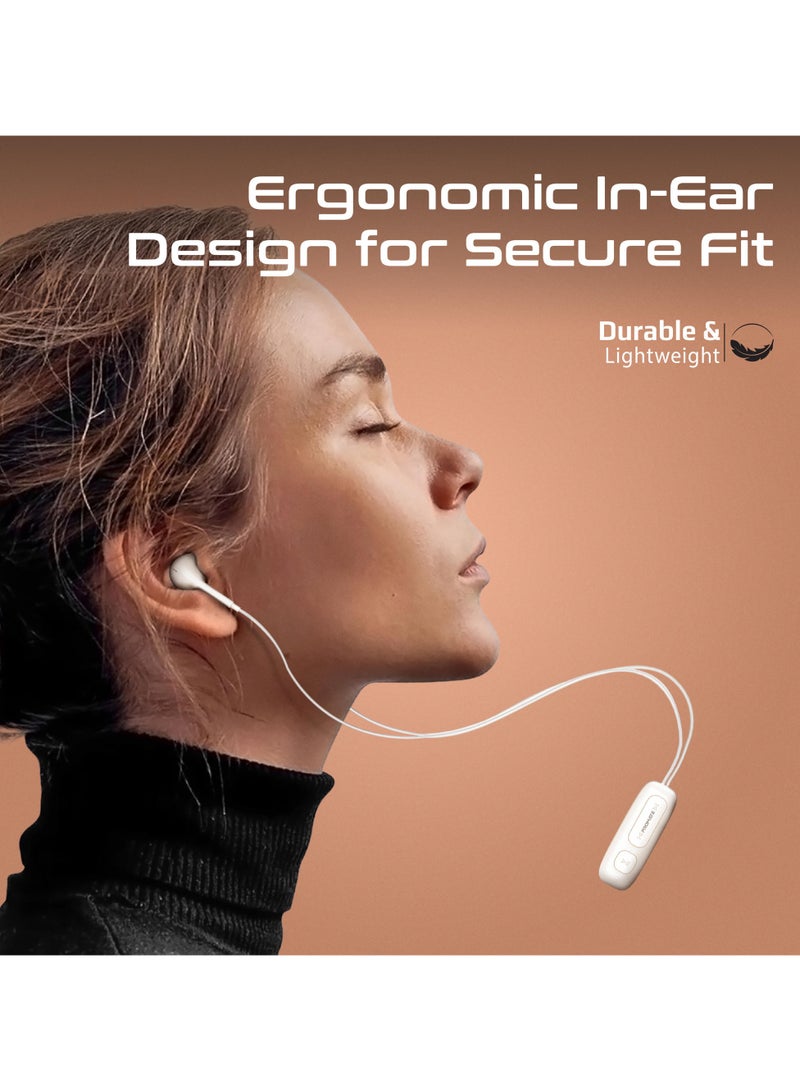 PROMATE High-Definition Wireless Clip-On Earphones With Ergonomic In-Ear Design, Advanced Bluetooth V5.3 Technology, Magnetic Clip, 12-Hour Playtime, Brilliant Sound Quality, Intuitive Controls, Universal Compatibility – Latch White  - Image 1