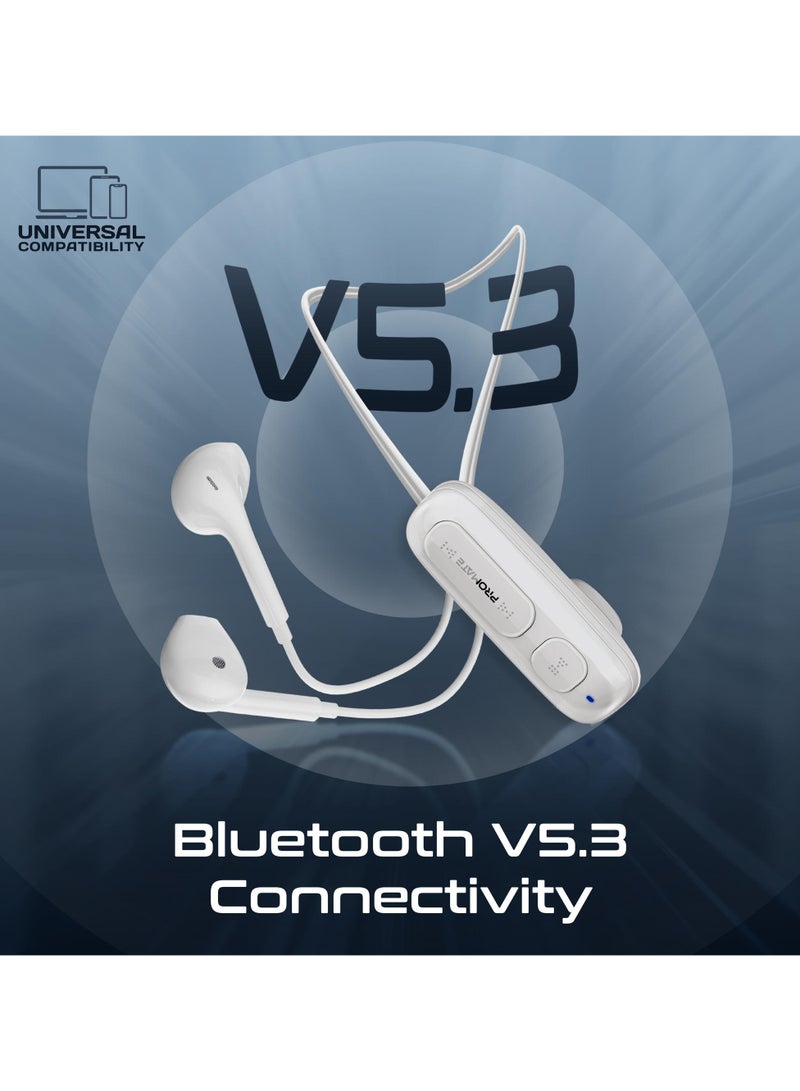 PROMATE High-Definition Wireless Clip-On Earphones With Ergonomic In-Ear Design, Advanced Bluetooth V5.3 Technology, Magnetic Clip, 12-Hour Playtime, Brilliant Sound Quality, Intuitive Controls, Universal Compatibility – Latch White  - Image 4