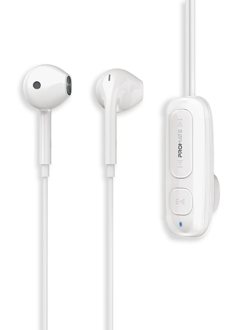 PROMATE High-Definition Wireless Clip-On Earphones With Ergonomic In-Ear Design, Advanced Bluetooth V5.3 Technology, Magnetic Clip, 12-Hour Playtime, Brilliant Sound Quality, Intuitive Controls, Universal Compatibility – Latch White  - Image 2