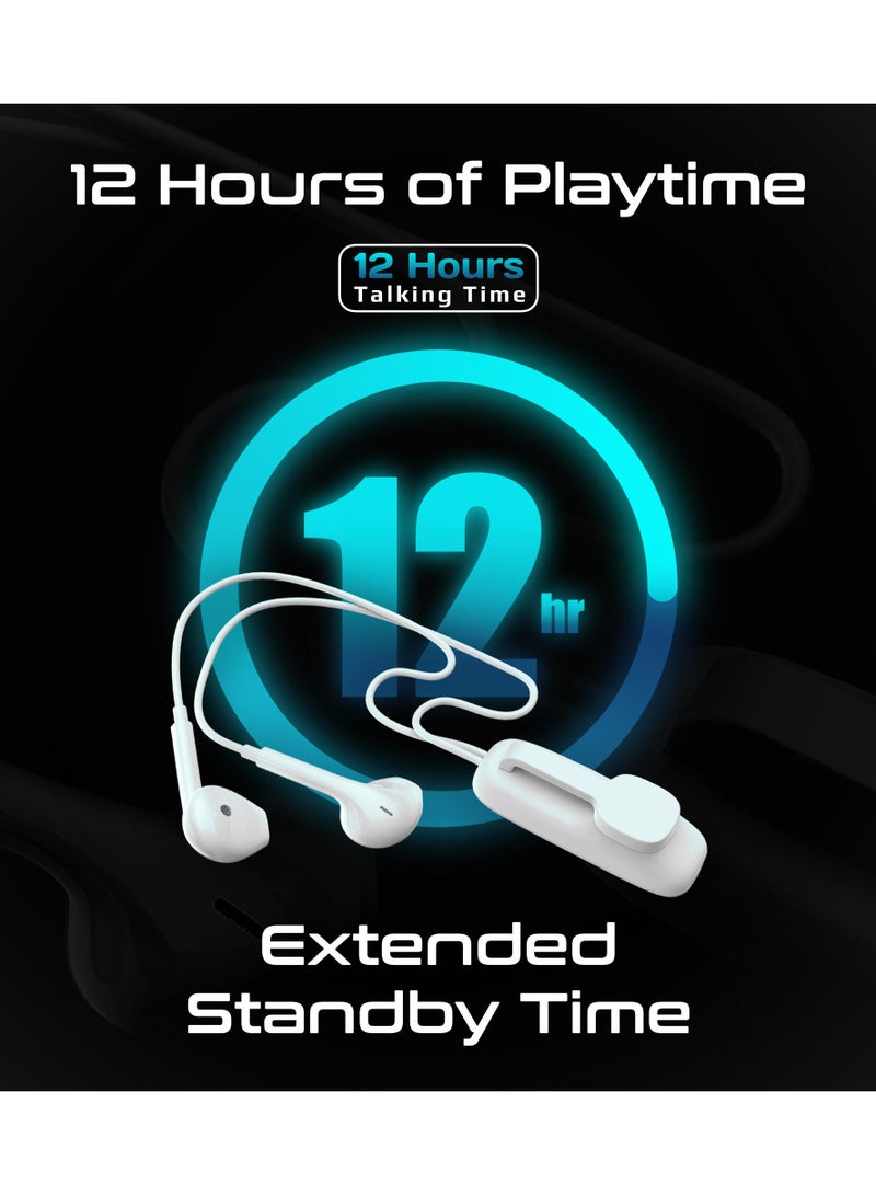 PROMATE High-Definition Wireless Clip-On Earphones With Ergonomic In-Ear Design, Advanced Bluetooth V5.3 Technology, Magnetic Clip, 12-Hour Playtime, Brilliant Sound Quality, Intuitive Controls, Universal Compatibility – Latch White  - Image 3
