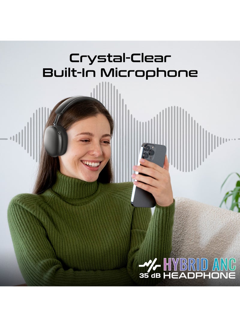 High-Fidelity Over-Ear Wireless Headphones  with Dynamic Head Tracking, Advanced Hybrid Active Noise Cancellation, Immersive 360° Spatial Audio, Crystal-Clear Calls, 40-Hour Battery Life, Serene - Black