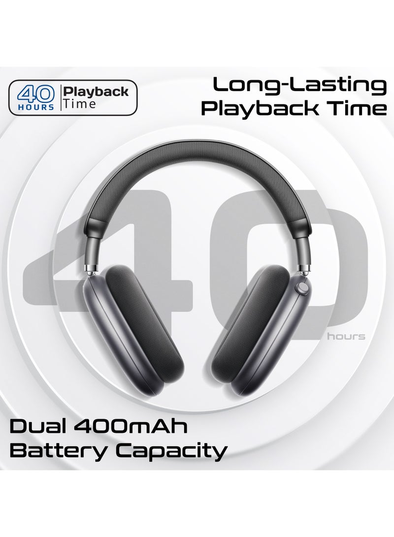 High-Fidelity Over-Ear Wireless Headphones  with Dynamic Head Tracking, Advanced Hybrid Active Noise Cancellation, Immersive 360° Spatial Audio, Crystal-Clear Calls, 40-Hour Battery Life, Serene - Black