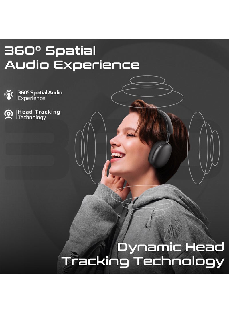High-Fidelity Over-Ear Wireless Headphones  with Dynamic Head Tracking, Advanced Hybrid Active Noise Cancellation, Immersive 360° Spatial Audio, Crystal-Clear Calls, 40-Hour Battery Life, Serene - Black
