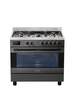 Toshiba Professional Gas Cooker 90x60 5 SABAF RQ1-90MG5GE(GR)-SA Stainless Steel Top & Morandi Gray body  - Image 1