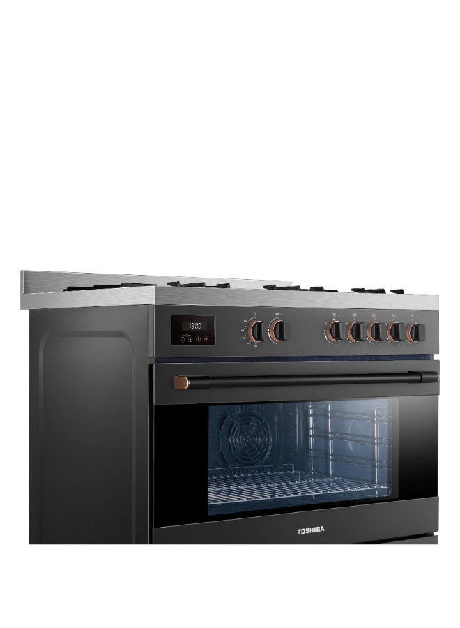 توشيبا Professional Gas Cooker 90x60 5 SABAF RQ1-90MG5GE(GR)-SA Stainless Steel Top & Morandi Gray body  - Image 3