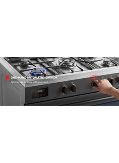 Toshiba Professional Gas Cooker 90x60 5 SABAF RQ1-90MG5GE(GR)-SA Stainless Steel Top & Morandi Gray body  - Image 5