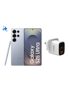 Galaxy S25 Ultra AI Dual SIM Titanium Silverblue 12GB RAM 256GB 5G - Middle East Version With QC Home Charger