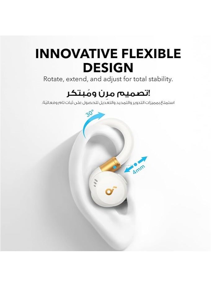 Soundcore Sport X20 by Anker, True-Wireless Workout Earbuds, Rotatable and Extendable Ear Hooks, Noise Cancelling, Deep Bass, IP68 Waterproof, Sweatproof, Dustproof, 48H Play, Sport Earbuds White  - Image 2