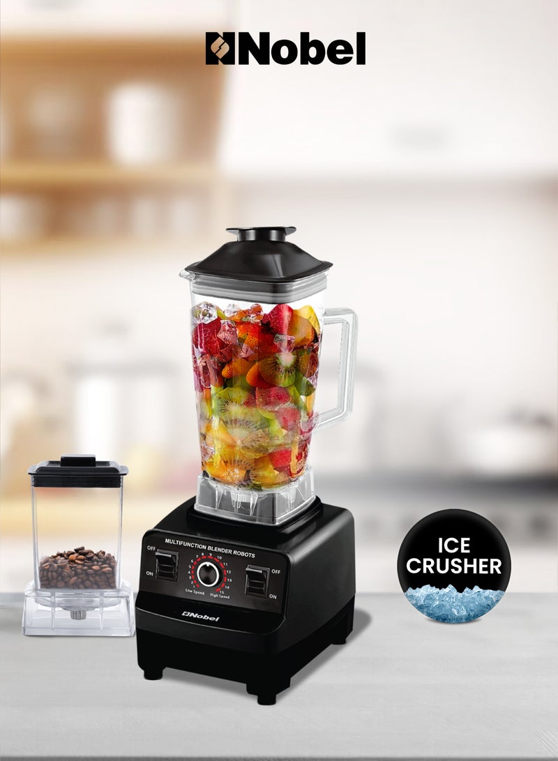 نوبل خلاط كهربائي – كوب طحن سعة 600 مل، شفرات ستانلس ستيل 6، سرعة متغيرة، جسم من مادة PP، قاعدة مضادة للانزلاق، تصميم سهل التنظيف - Image 1