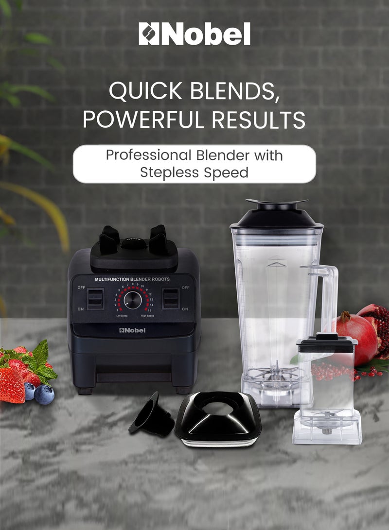نوبل خلاط كهربائي – كوب طحن سعة 600 مل، شفرات ستانلس ستيل 6، سرعة متغيرة، جسم من مادة PP، قاعدة مضادة للانزلاق، تصميم سهل التنظيف - Image 2