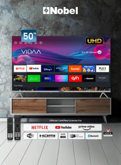 Nobel 4K UHD Smart TV – DVB-T2/S2, 240 cd/m² Brightness, 3840x2160 Resolution, 100W Power, 100-240V~, Slim Design for Immersive Home Entertainment UHD50VIDS BLACK  - Image 1