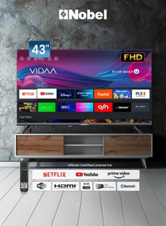 Nobel 2K FHD Smart TV – DVB-T2/S2, Netflix/YouTube/Prime Video Certified, 220 cd/m² Brightness, 75W Power, VIDAA OS, Multi-Port Connectivity, Slim & Lightweight Design NTV43VIDS BLACK  - Image 1