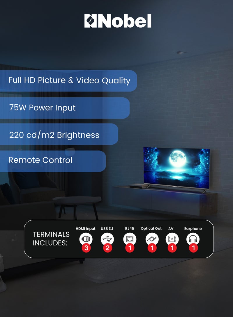 Nobel 43 Inch Smart TV Full HD – Powered by VIDAA OS, Netflix & YouTube Certified - Diamond Series NTV43VIDS BLACK  - Image 5