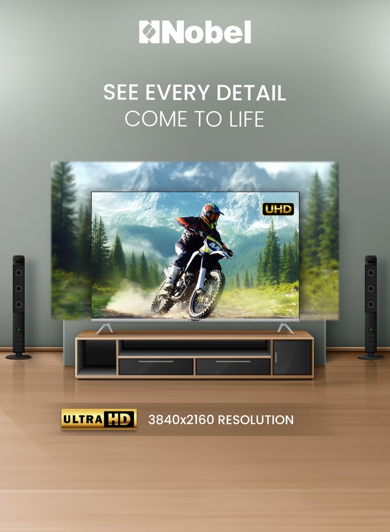 Nobel 55 Inch 4K UHD Smart TV – Voice Recognition, VIDAA OS, Netflix, YouTube, Prime Video Certified, Dual Remotes -Diamond Series UHD55VIDS BLACK  - Image 4
