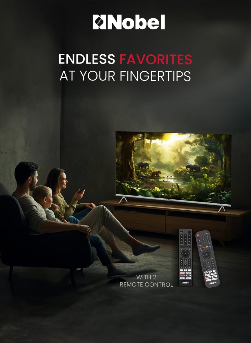 Nobel 55 Inch 4K UHD Smart TV – Voice Recognition, VIDAA OS, Netflix, YouTube, Prime Video Certified, Dual Remotes -Diamond Series UHD55VIDS BLACK  - Image 2