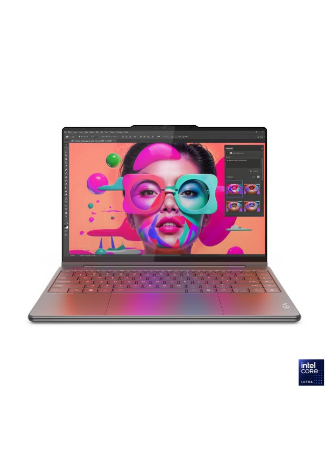 Yoga 9i 2-in-1 Aura Edition Laptop With 14 Inch 2.8K WQXGA+ (2880x1800) OLED Display,Intel Core Ultra 7 258V Processor/32GB RAM DDR5/1TB SSD/Intel Arc Graphics/Windows 11 Home+Lenovo® USB-C® 4-in-1 Hub Gen 2 + Lenovo YOGA True Wireless Stereo Earbuds + Yoga Slim Mouse + Lenovo YOGA 14-inch Sleeve (Luna Grey)+ Lenovo Yoga Pen English/Arabic Luna Grey