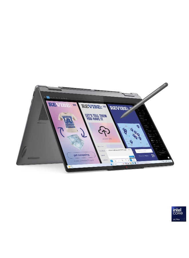 Yoga 7 2-in-1 Laptop With 14 Inch WUXGA (1920x1200) OLED Display,Intel Core Ultra 7 256V Processor/16GB RAM DDR5/1TB SSD/Intel Arc Graphics/Windows 11 Home+Lenovo YOGA True Wireless Stereo Earbuds + Yoga Slim Mouse + Lenovo YOGA 14-inch Sleeve (Luna Grey)+Lenovo Yoga Pen English/Arabic Luna Grey