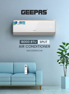 جيباس 1.5 Ton Hot & Cold Split Air Conditioner with LED Display, Remote Control, Strong Airflow, Self-Cleaning, Auto-Diagnosis, and Golden Fin Technology GACS1816KCHA White  - Image 1