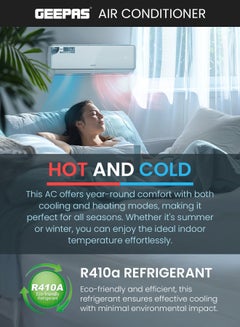 جيباس 1.5 Ton Hot & Cold Split Air Conditioner with LED Display, Remote Control, Strong Airflow, Self-Cleaning, Auto-Diagnosis, and Golden Fin Technology GACS1816KCHA White  - Image 3