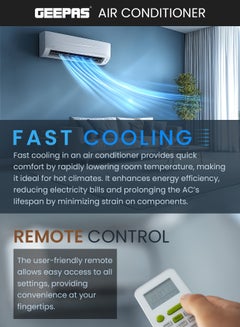 جيباس 1.5 Ton Hot & Cold Split Air Conditioner with LED Display, Remote Control, Strong Airflow, Self-Cleaning, Auto-Diagnosis, and Golden Fin Technology GACS1816KCHA White  - Image 2
