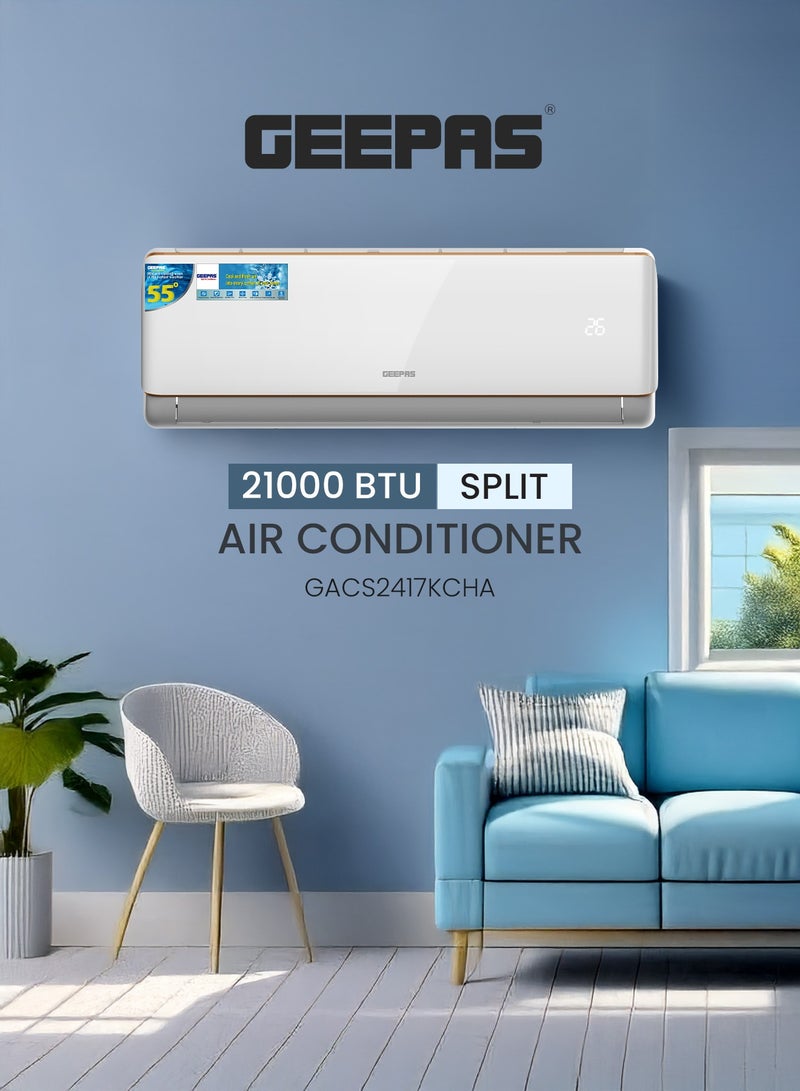 جيباس 24000 BTU Split Type Air Conditioner (Hot & Cold) with LED Display, Remote, Strong Airflow, Self-Clean & Auto Diagnosis GACS2417KCHA White  - Image 1