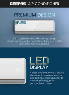جيباس 24000 BTU Split Type Air Conditioner (Hot & Cold) with LED Display, Remote, Strong Airflow, Self-Clean & Auto Diagnosis GACS2417KCHA White  - Image 5
