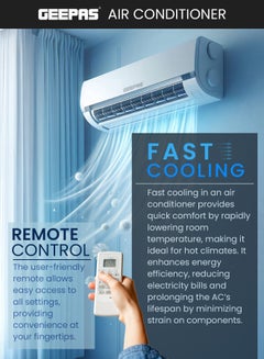 جيباس 24000 BTU Split Type Air Conditioner (Hot & Cold) with LED Display, Remote, Strong Airflow, Self-Clean & Auto Diagnosis GACS2417KCHA White  - Image 2