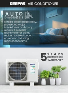 جيباس 24000 BTU Split Type Air Conditioner (Hot & Cold) with LED Display, Remote, Strong Airflow, Self-Clean & Auto Diagnosis GACS2417KCHA White  - Image 4