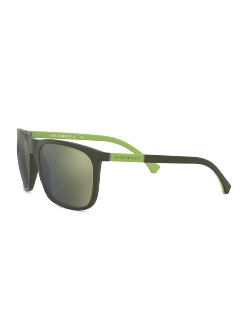EMPORIO ARMANI Green Rectangular Unisex Sunglasses 0EA4133 57536R59 Size 59  - Image 3