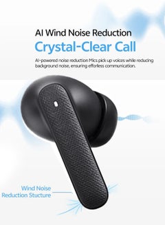 QCY Buds QT43, Wireless Earbuds, 5.3 Bluetooth Earphones, Unique Design with Fabric Texture, 35 Hours Battery Life, AI Noise Cancelling Earbuds, Low Latency Gaming Earphone grey  - Image 5