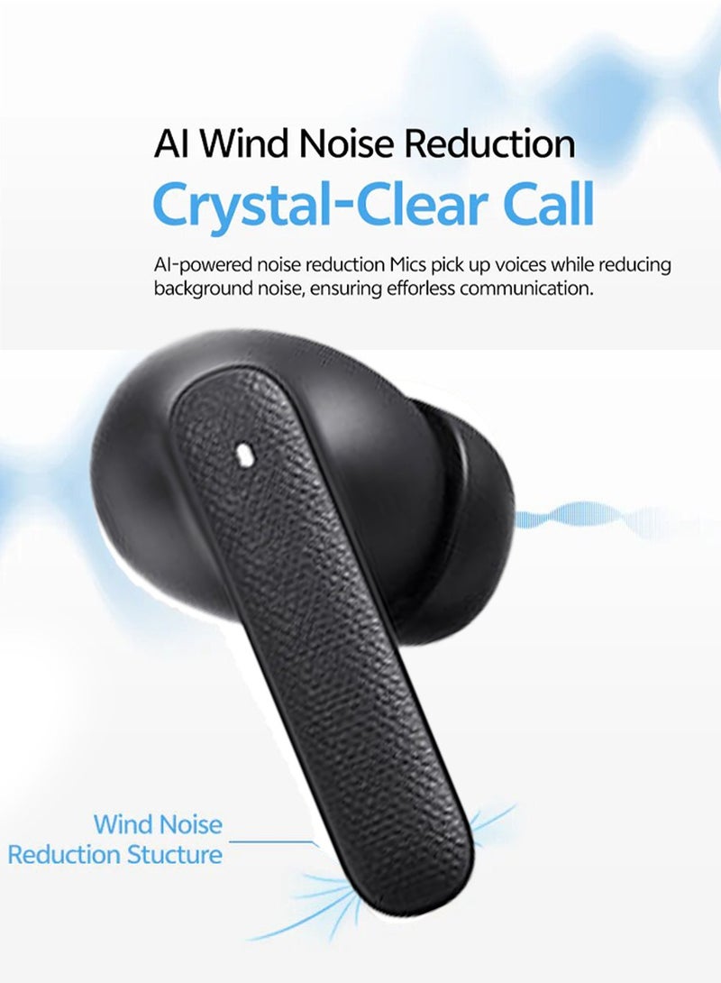 QCY - Buds QT43, Wireless Earbuds, 5.3 Bluetooth Earphones, Unique Design with Fabric Texture, 35 Hours Battery Life, AI Noise Cancelling Earbuds, Low Latency Gaming Earphone grey - Image 1