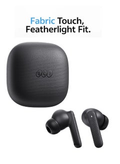 QCY Buds QT43, Wireless Earbuds, 5.3 Bluetooth Earphones, Unique Design with Fabric Texture, 35 Hours Battery Life, AI Noise Cancelling Earbuds, Low Latency Gaming Earphone grey  - Image 3