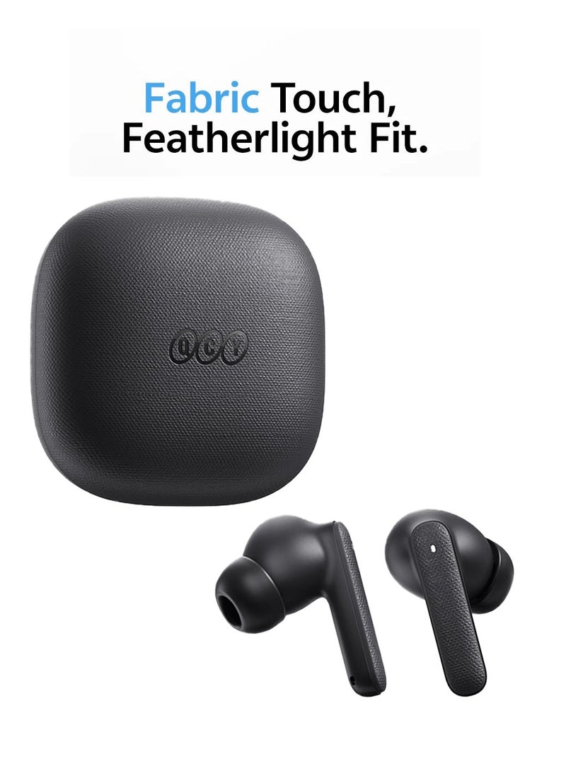QCY - Buds QT43, Wireless Earbuds, 5.3 Bluetooth Earphones, Unique Design with Fabric Texture, 35 Hours Battery Life, AI Noise Cancelling Earbuds, Low Latency Gaming Earphone grey - Image 1